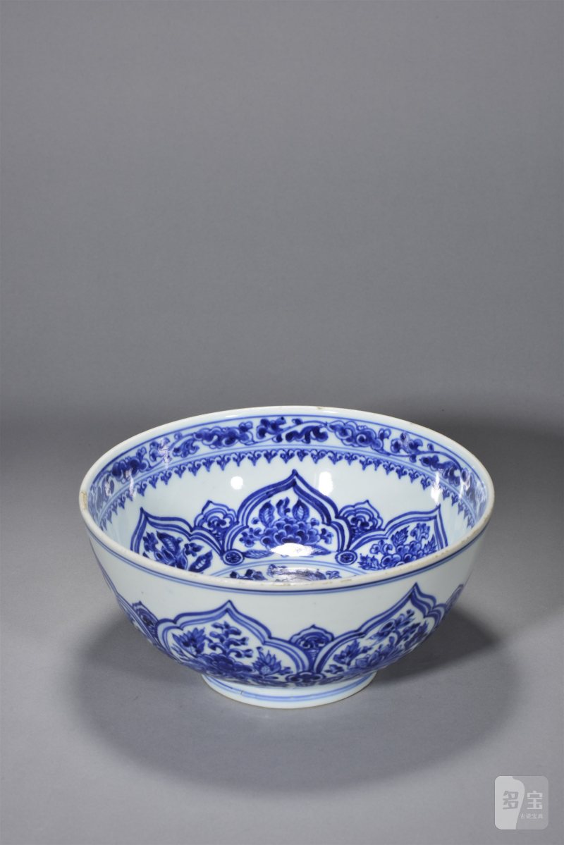清康熙 青花莲瓣花卉纹大碗 - 图5
